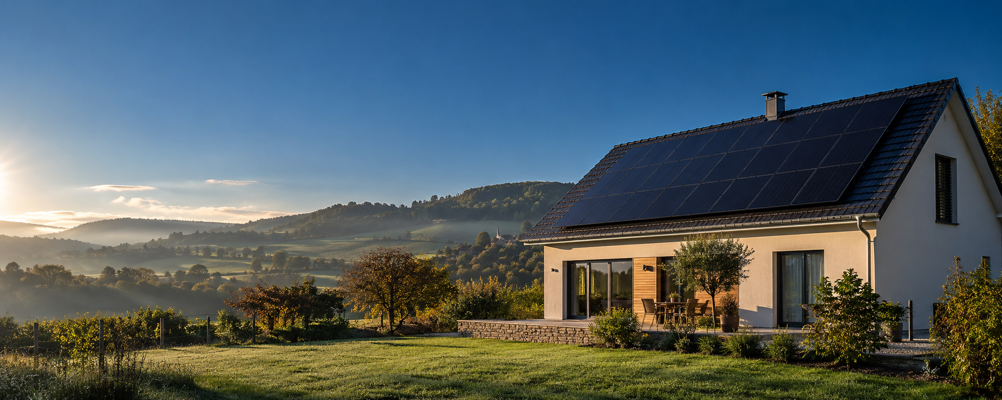 Maison équipée de panneaux photovoltaïques dans le Jura